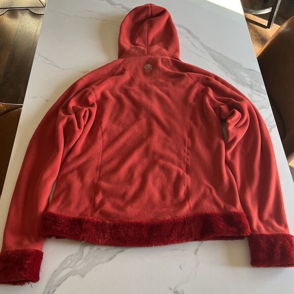 Mountain Hardwear Orange Faux Fur Fleece Jacket Hooded Full Zip Womens Size M - Picture 14 of 16